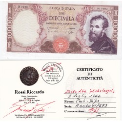 10000 LIRE MICHELANGELO  3 LUGLIO 1962